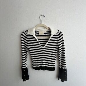Anthropologie Maeve Striped Cropped Sweater
